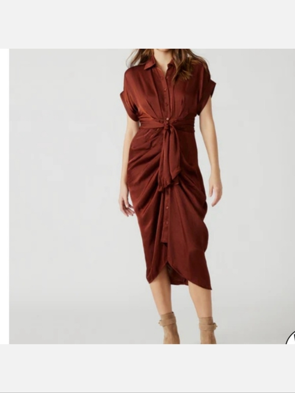 Steve Madden Rust Button-Front Midi Dress